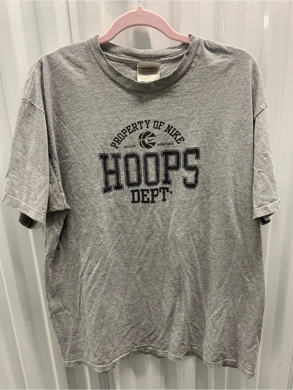 Nike Gray 'Hoops Dept.' Men's Vintage Short Sleeve Graphic T-Shirt